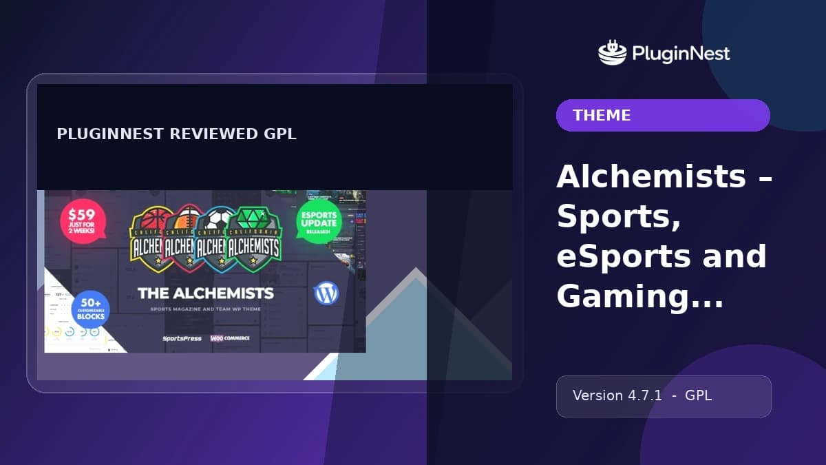 Alchemists – Sports, eSports and Gaming Club and News WordPress Theme product cover
