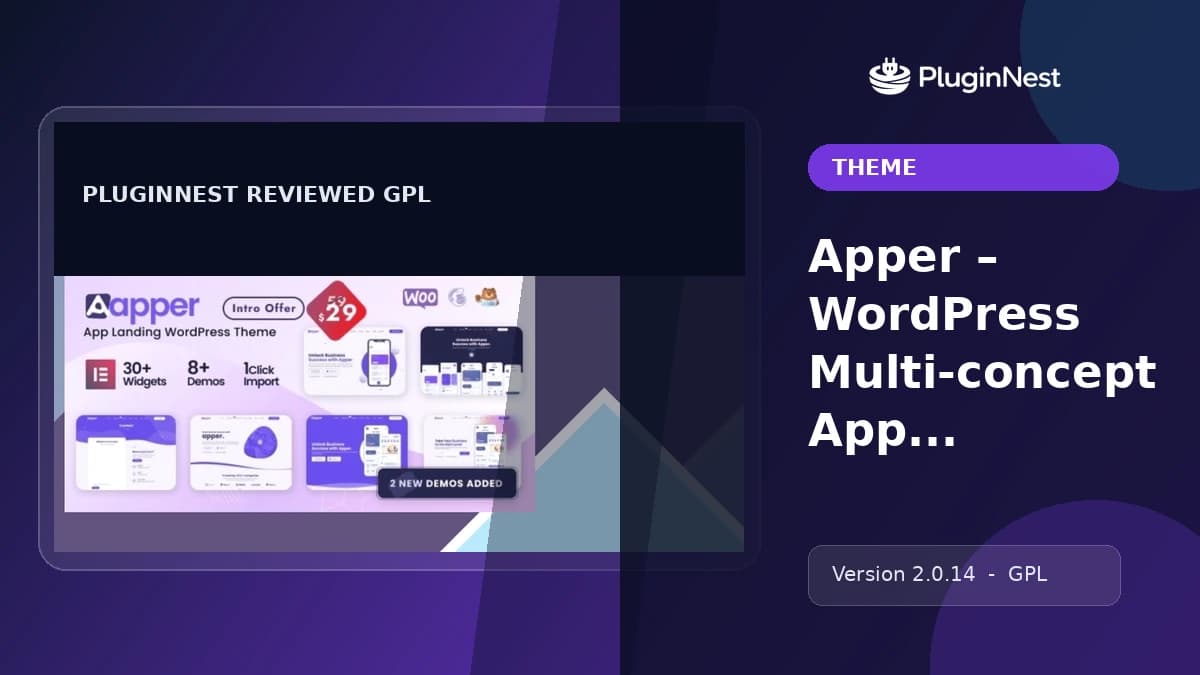 Apper – WordPress Multi-concept App Landing Page Theme product cover