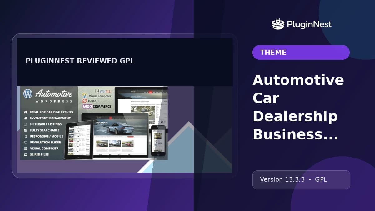 Automotive Car Dealership Business WordPress Theme product cover