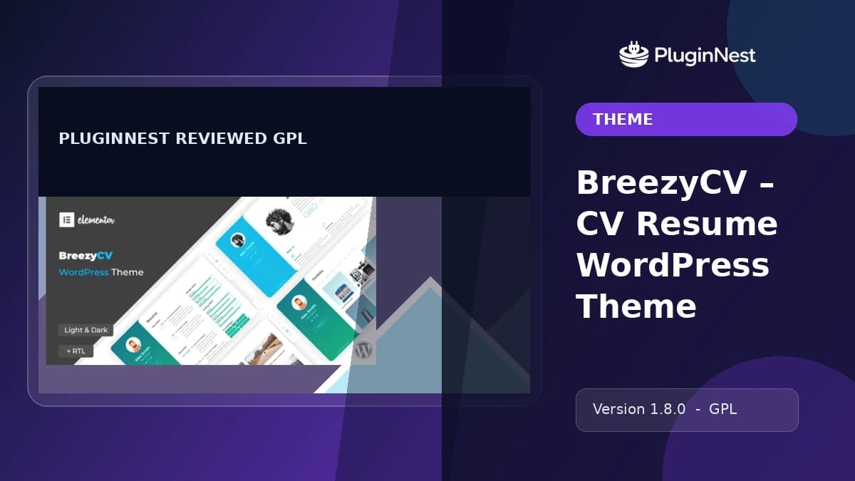 BreezyCV – CV Resume WordPress Theme product cover