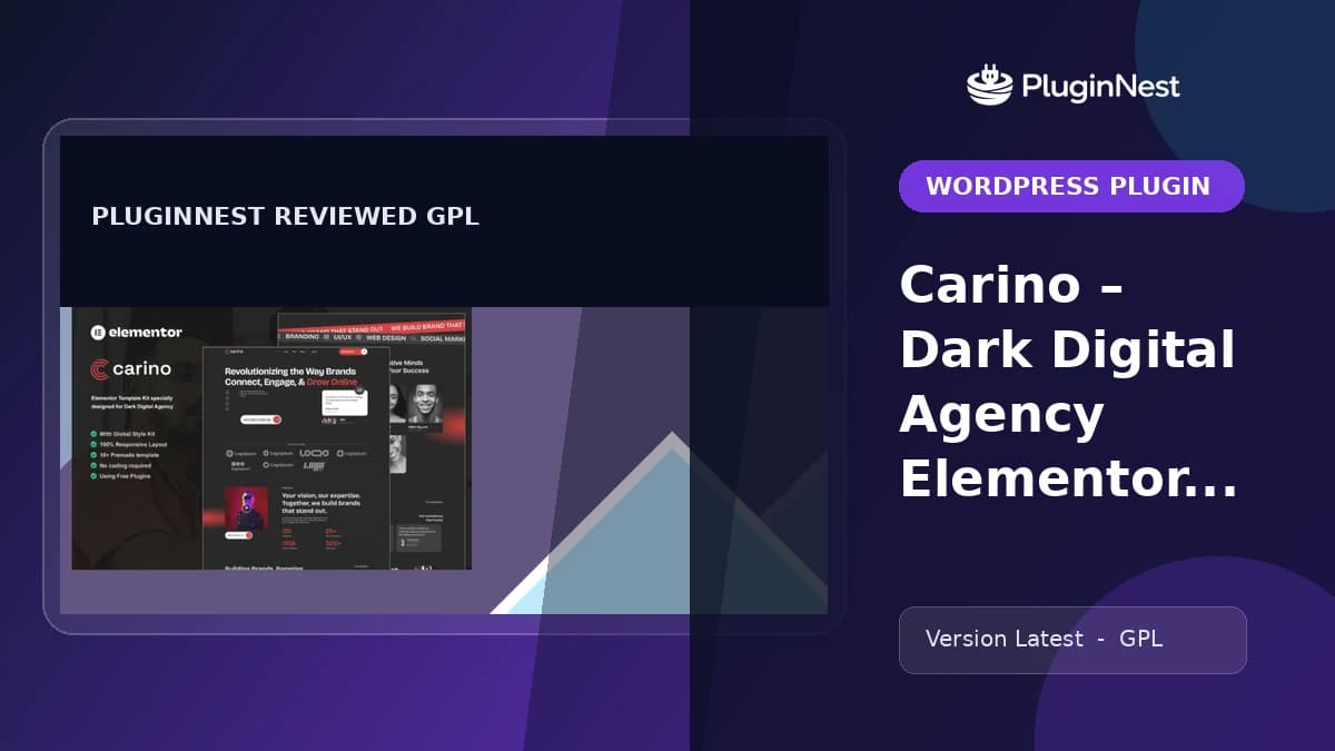 Carino – Dark Digital Agency Elementor Template Kit product cover