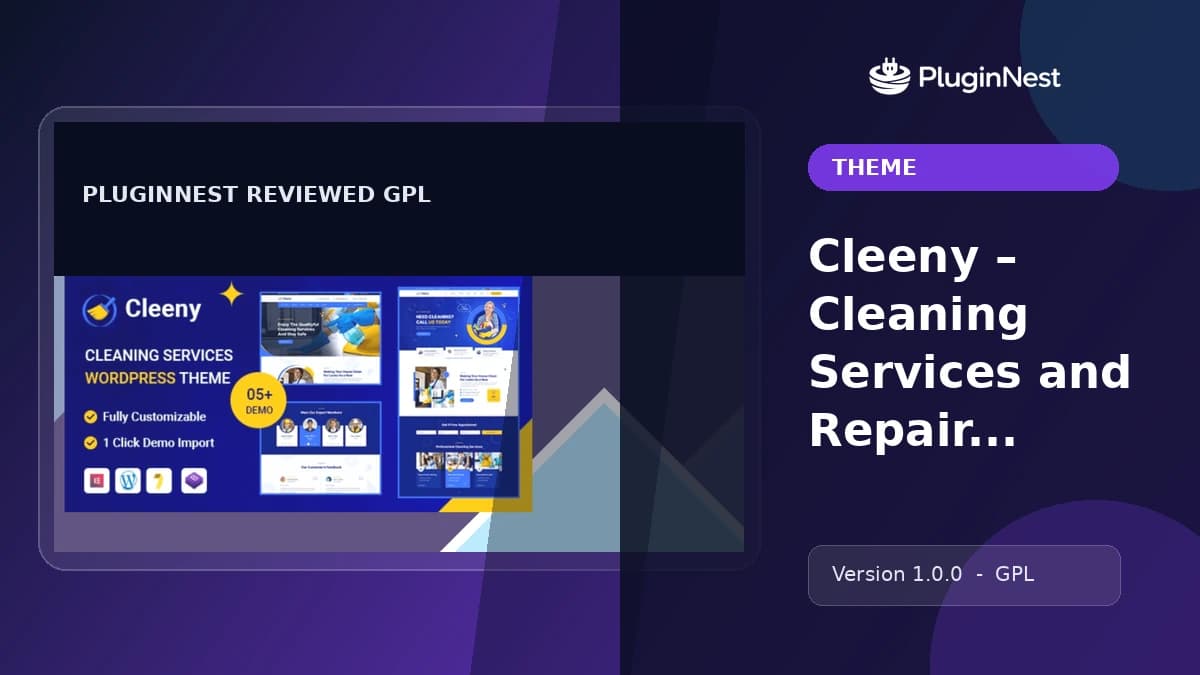 Cleeny – Cleaning Services and Repair Company WordPress Theme product cover