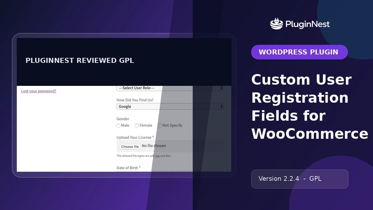 Custom User Registration Fields for WooCommerce product cover