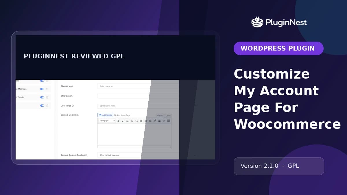 Customize My Account Page For Woocommerce product cover