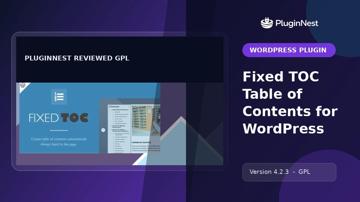 Fixed TOC Table of Contents for WordPress product cover