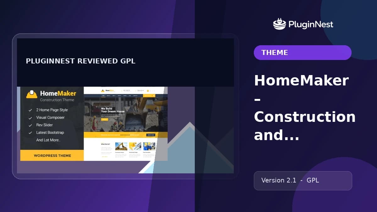 HomeMaker – Construction and Builder WordPress Theme product cover
