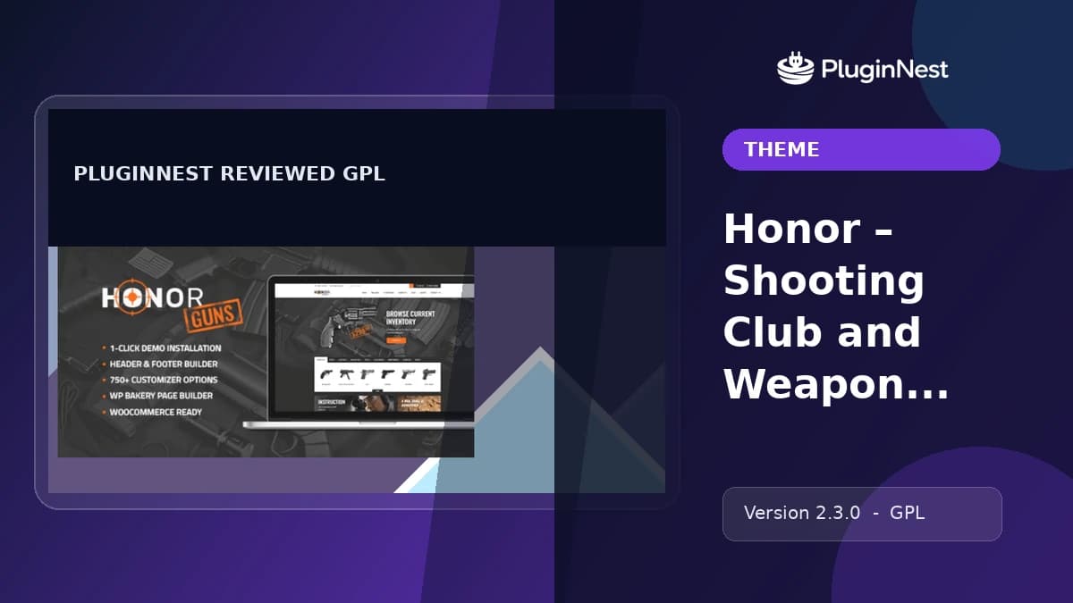 Honor – Shooting Club and Weapon Store WP Theme product cover