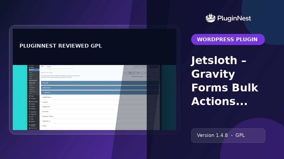Jetsloth – Gravity Forms Bulk Actions Pro product cover