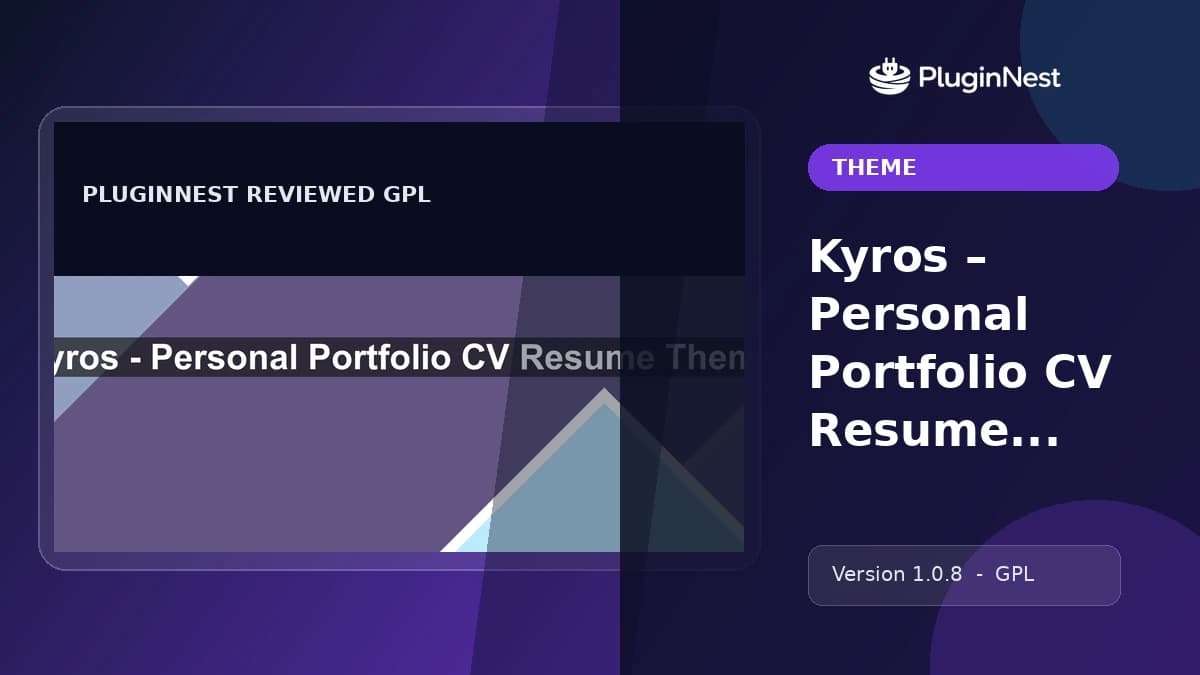 Kyros – Personal Portfolio CV Resume Theme product cover