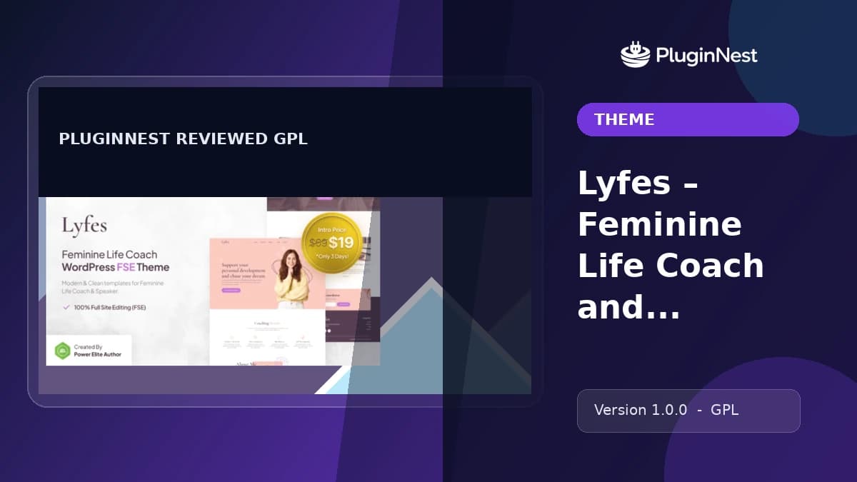 Lyfes – Feminine Life Coach and Speaker FSE WordPress Theme product cover