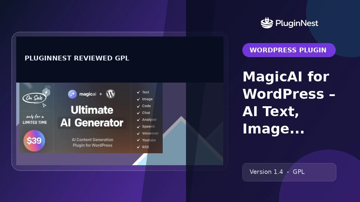 MagicAI for WordPress – AI Text, Image, Chat, Code, and Voice Generator product cover