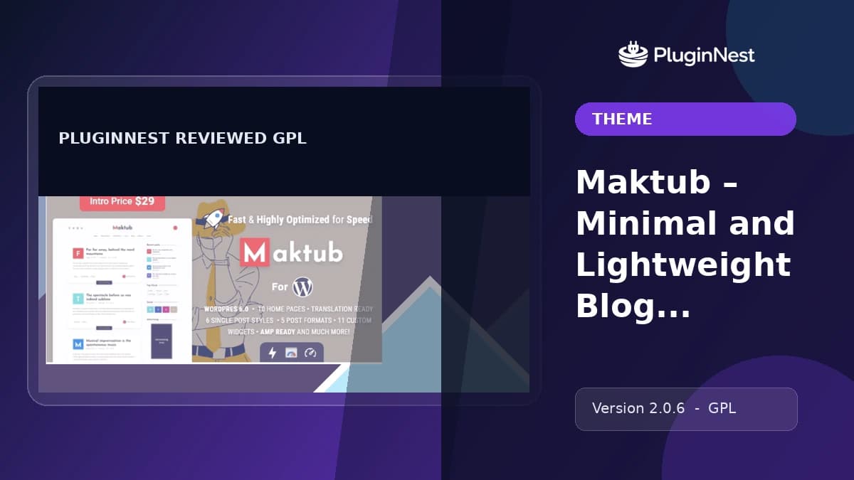Maktub – Minimal and Lightweight Blog for WordPress product cover
