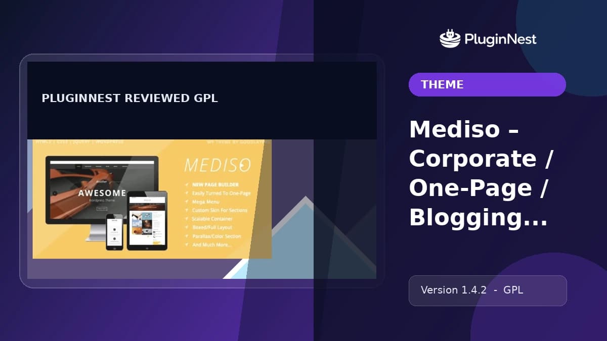 Mediso – Corporate / One-Page / Blogging WP Theme product cover