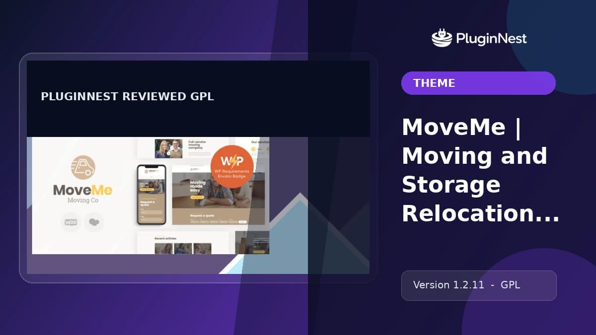 MoveMe | Moving and Storage Relocation Company WordPress Theme product cover