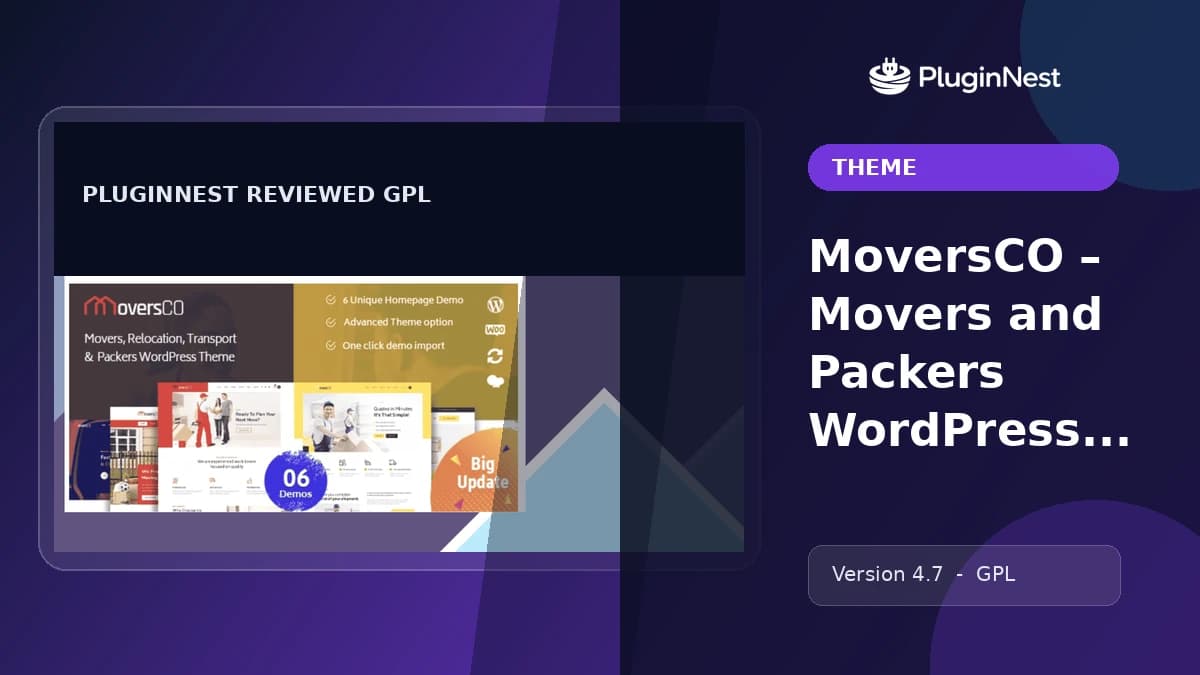 MoversCO – Movers and Packers WordPress Theme version product cover