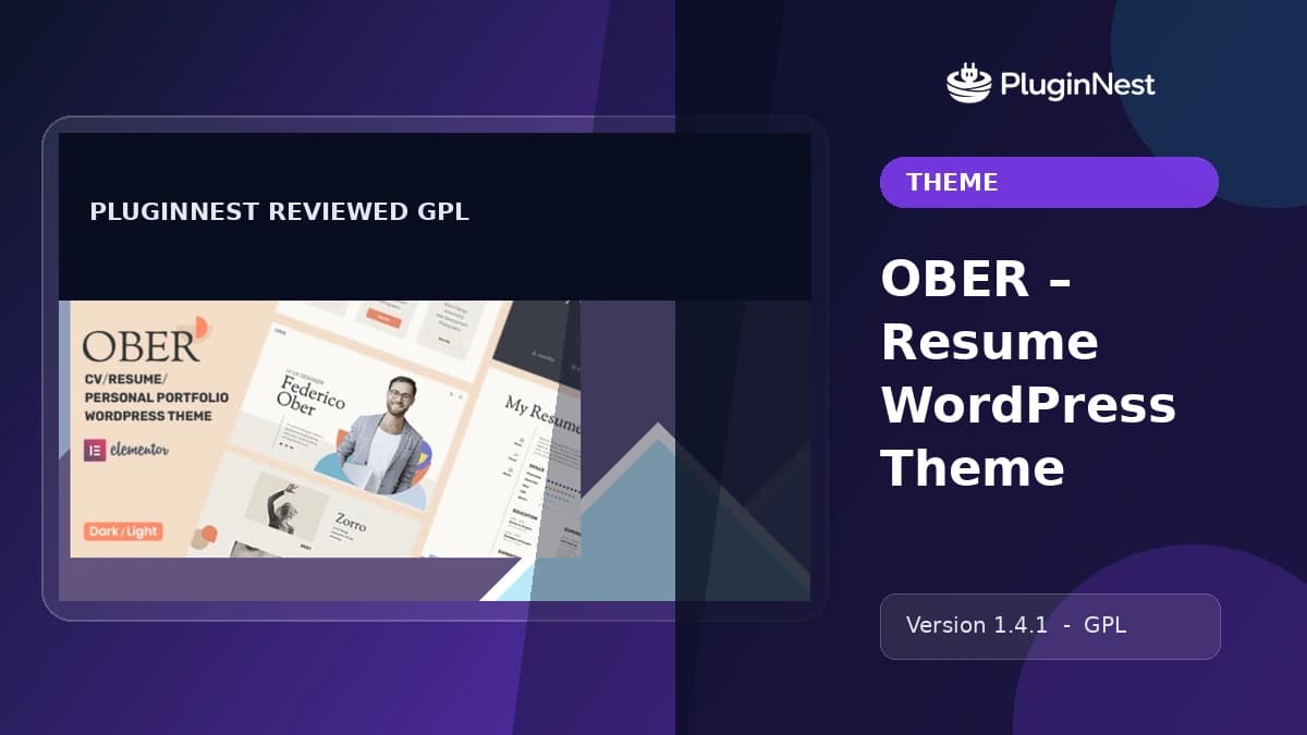OBER – Resume WordPress Theme product cover