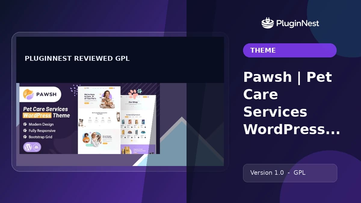 Pawsh | Pet Care Services WordPress Theme product cover