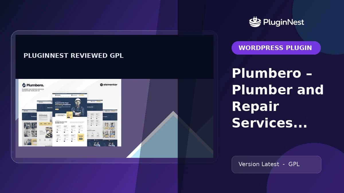 Plumbero – Plumber and Repair Services Elementor Template Kit product cover