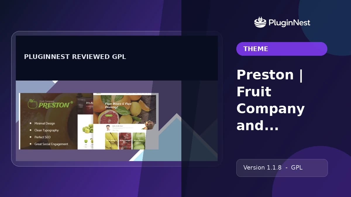 Preston | Fruit Company and Organic Farming WordPress Theme product cover