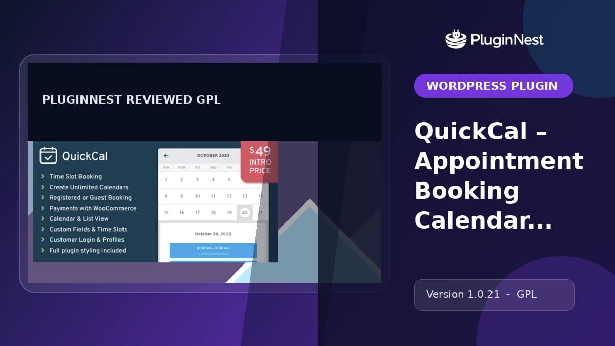 QuickCal – Appointment Booking Calendar for WordPress product cover
