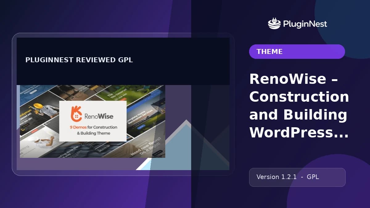 RenoWise – Construction and Building WordPress Theme product cover