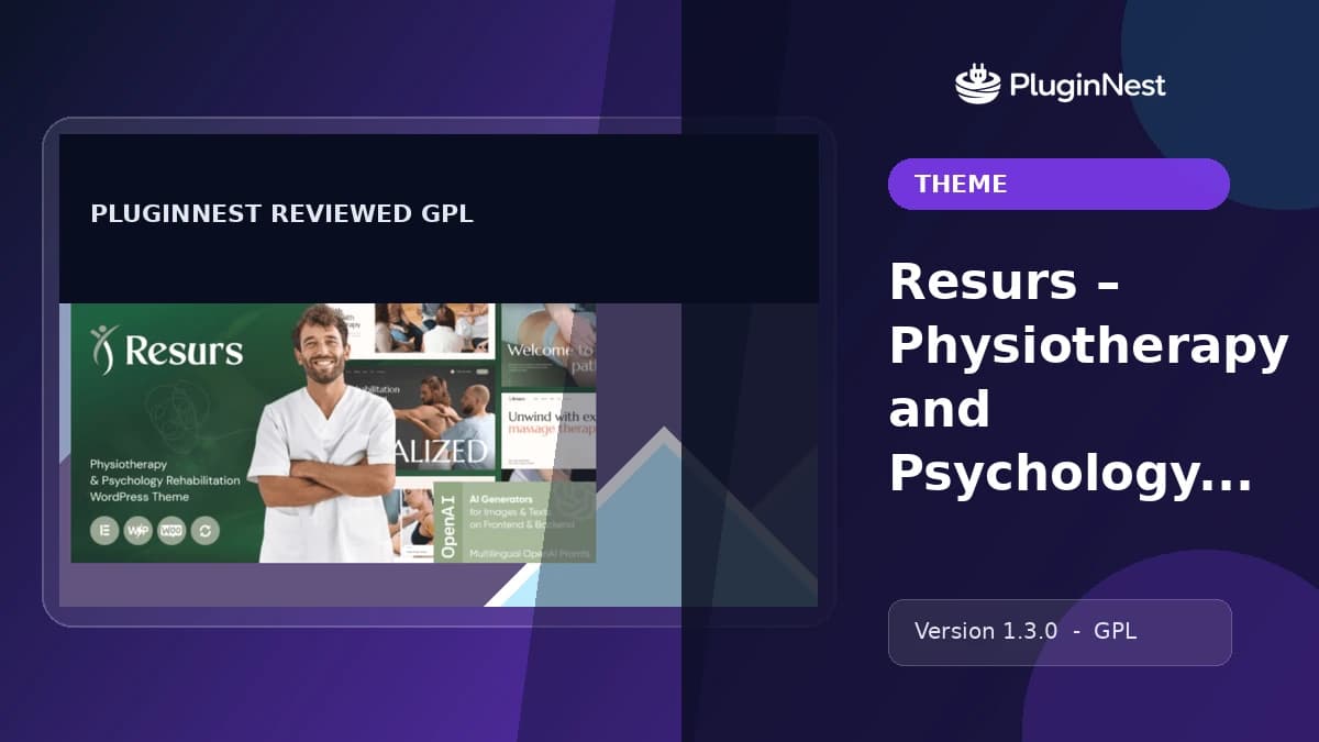 Resurs – Physiotherapy and Psychology Rehabilitation WordPress Theme product cover