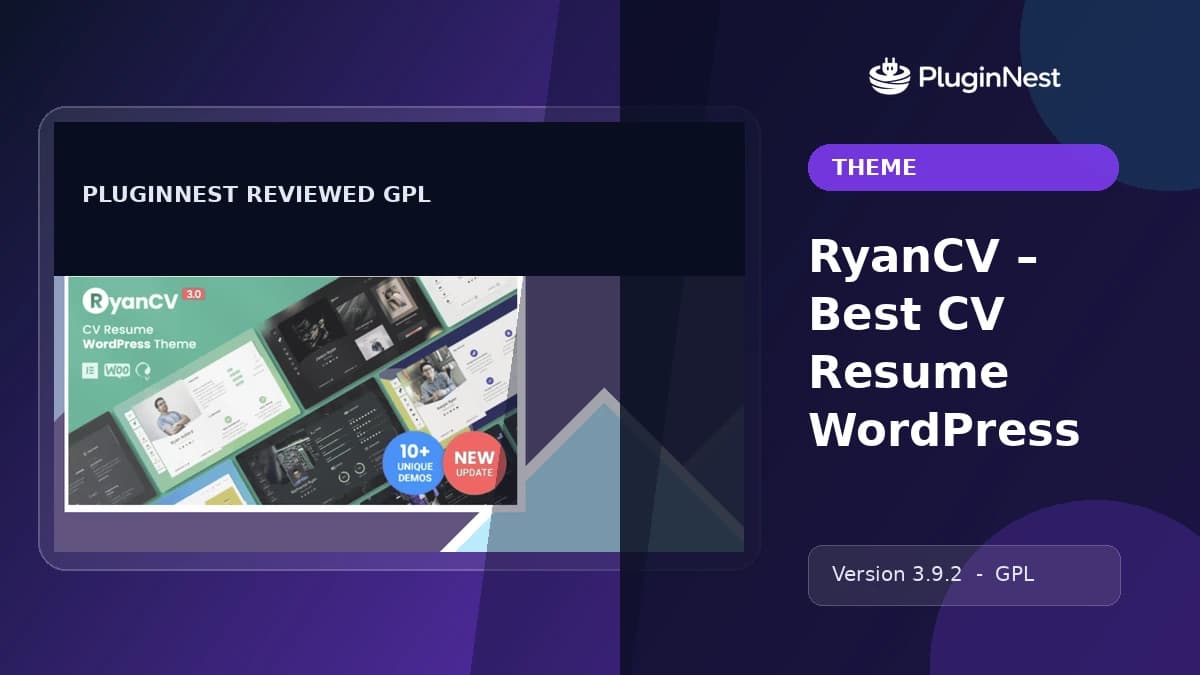 RyanCV – Best CV Resume WordPress product cover