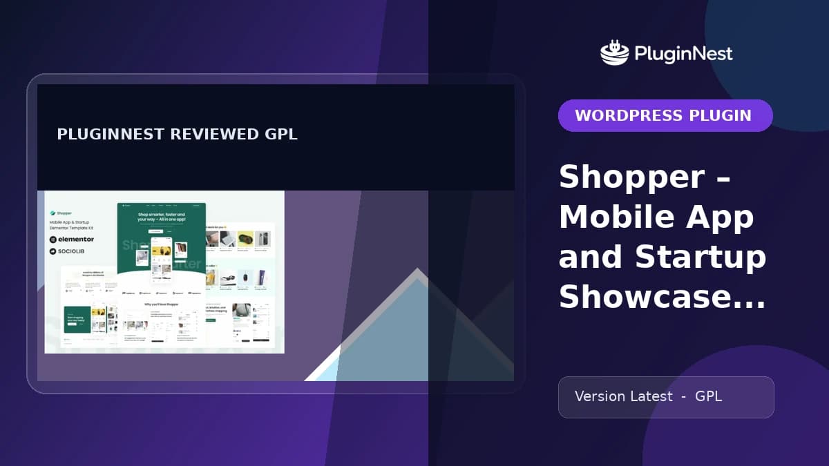 Shopper – Mobile App and Startup Showcase Elementor Template Kit product cover