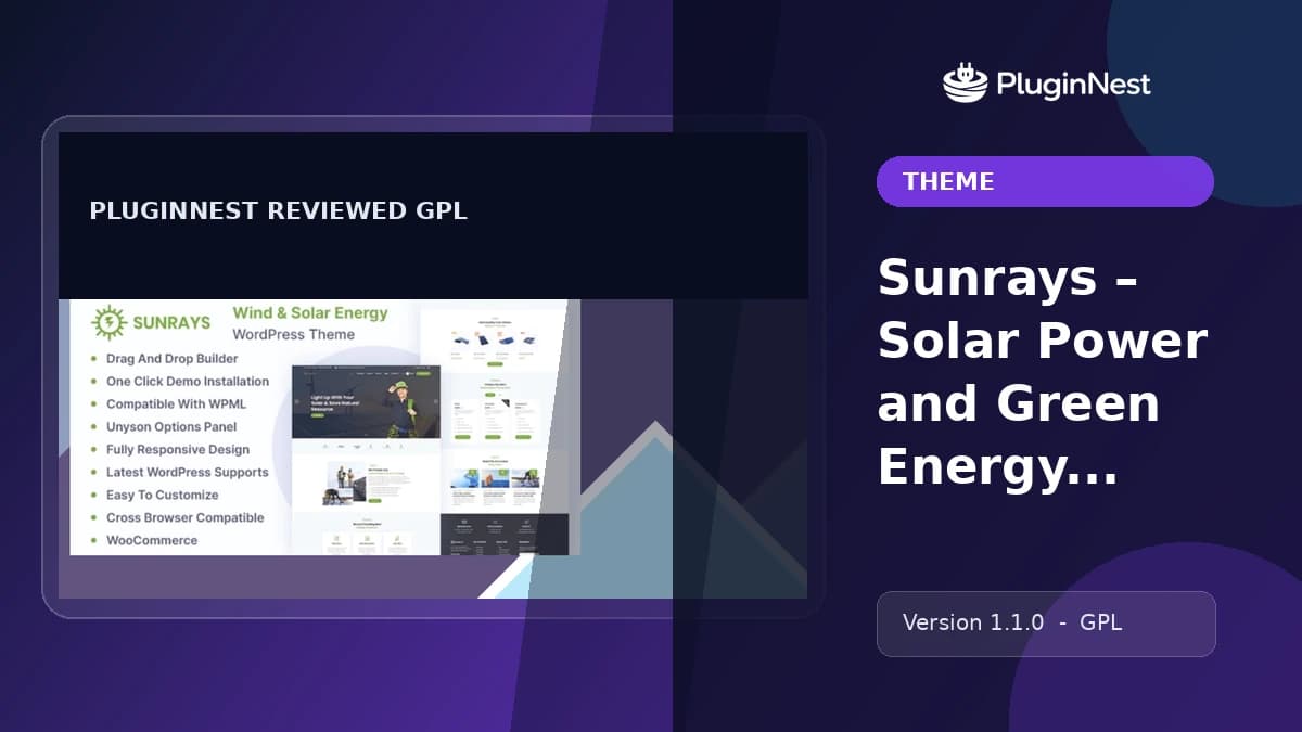 Sunrays – Solar Power and Green Energy WordPress theme product cover