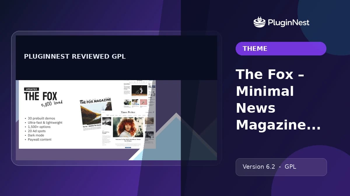 The Fox – Minimal News Magazine WordPress Theme product cover