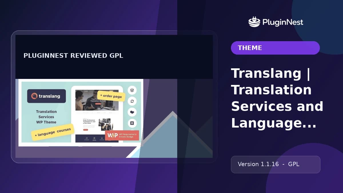 Translang | Translation Services and Language Courses WordPress Theme product cover