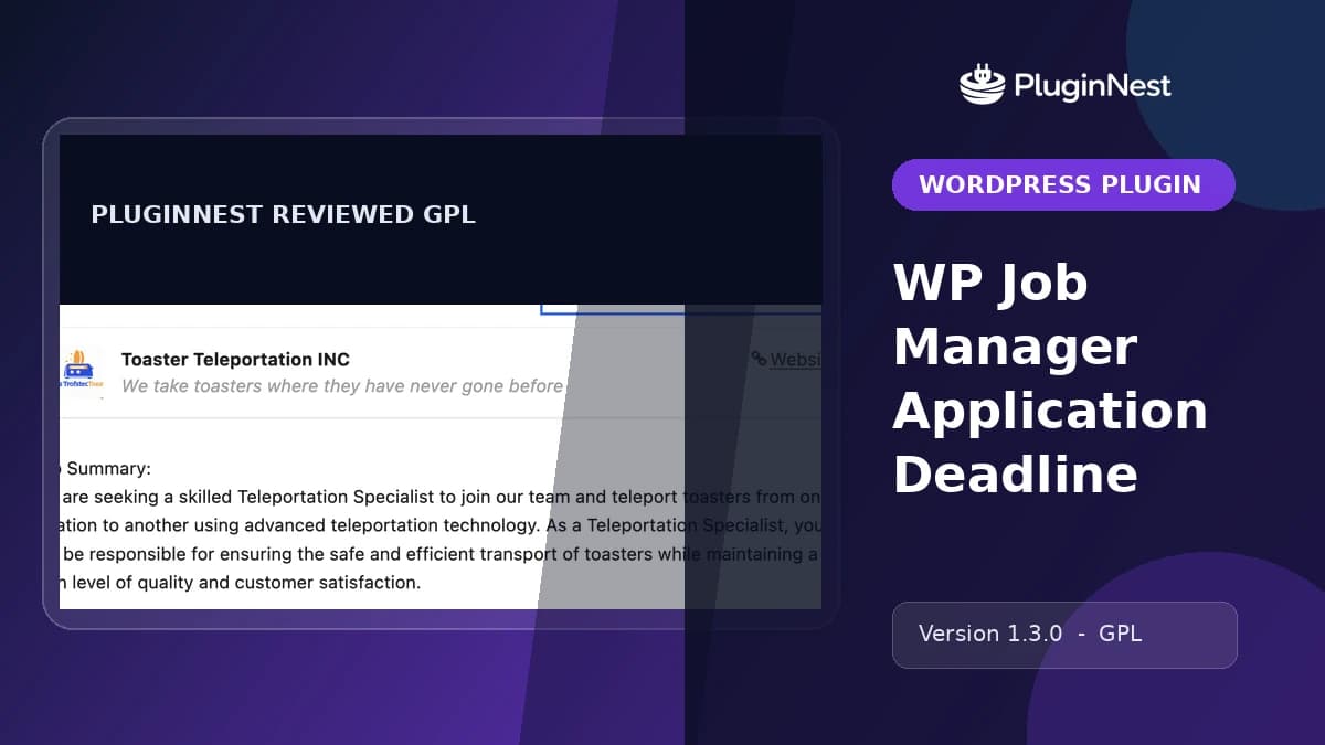 WP Job Manager Application Deadline product cover