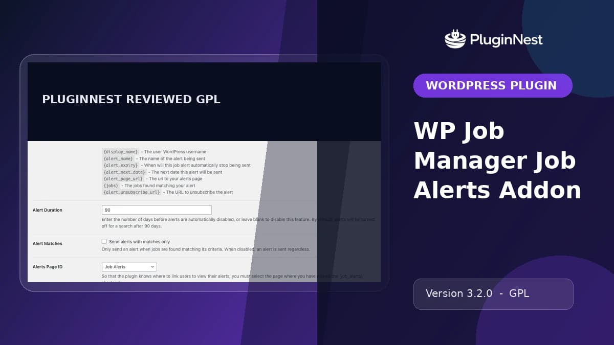 WP Job Manager Job Alerts Addon product cover