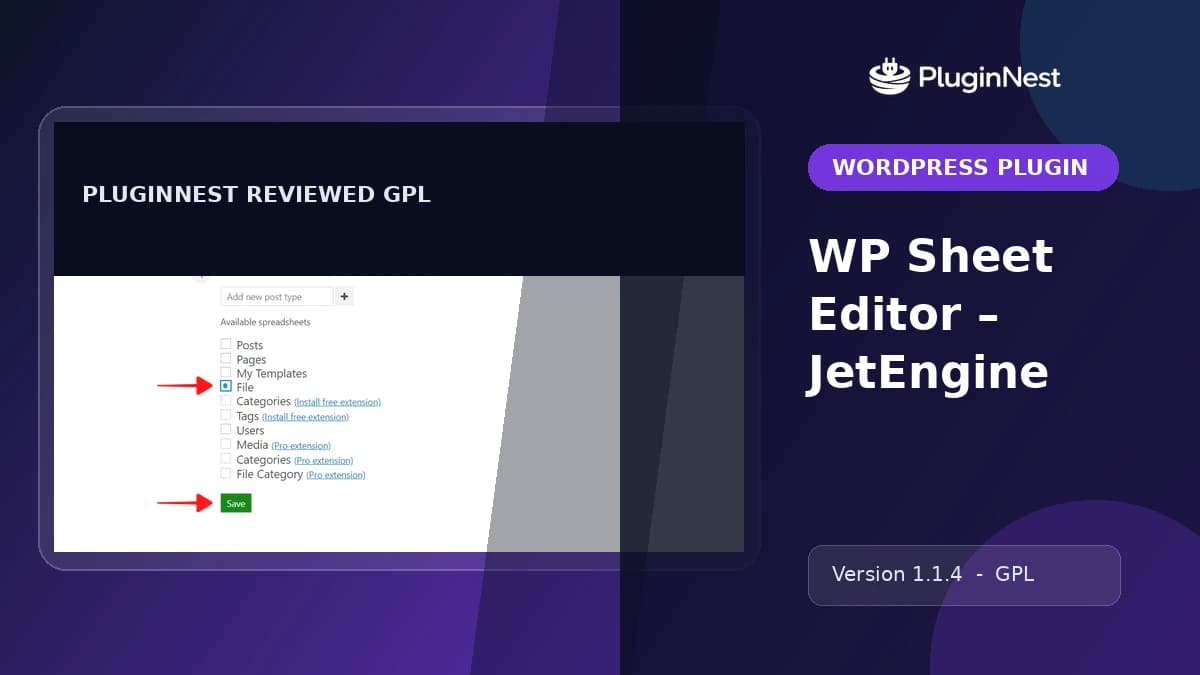 WP Sheet Editor – JetEngine product cover