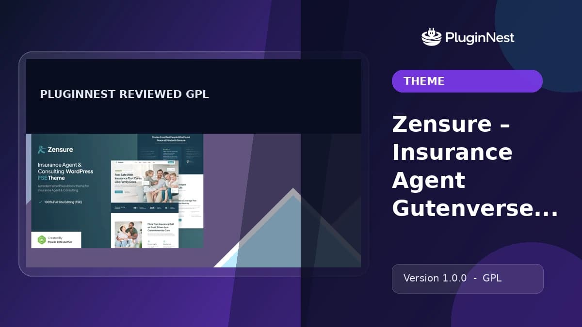 Zensure – Insurance Agent Gutenverse FSE WP Theme product cover