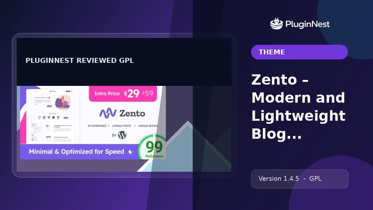Zento – Modern and Lightweight Blog for WordPress product cover