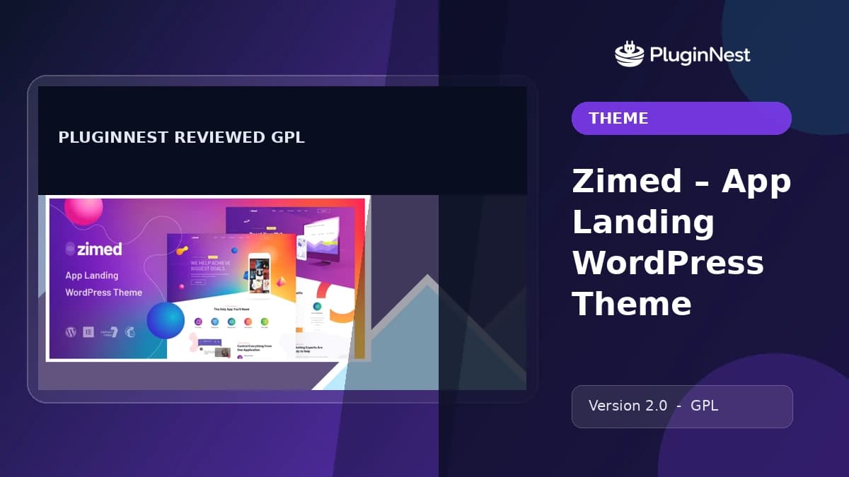 Zimed – App Landing WordPress Theme product cover